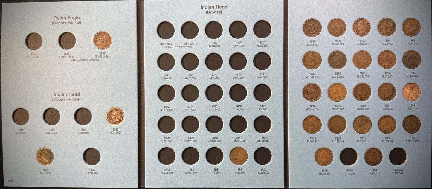 1857-1909 Flying Eagle Indian Head Cent Collection 26 Coins Starter Set Whitman1