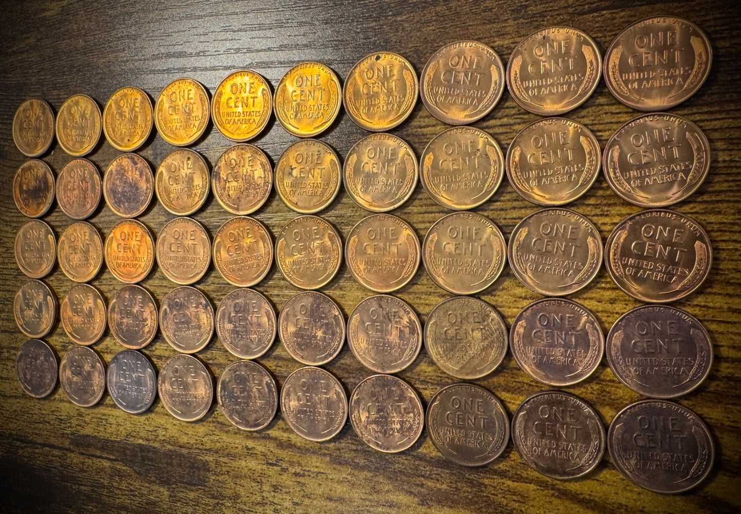 1937 Lincoln Wheat Cent Red-RB Toners Uncirculated Roll Of 50 Coins4