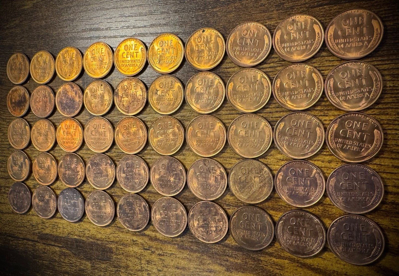 1937 Lincoln Wheat Cent Red-RB Toners Uncirculated Roll Of 50 Coins4