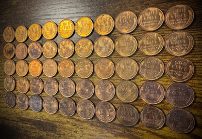 1937 Lincoln Wheat Cent Red-RB Toners Uncirculated Roll Of 50 Coins4