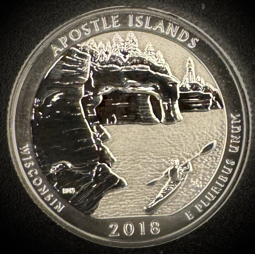 2018-S GEM REVERSE PROOF ATB Apostle Islands 90% SILVER Quarter DEEP CAMEO0