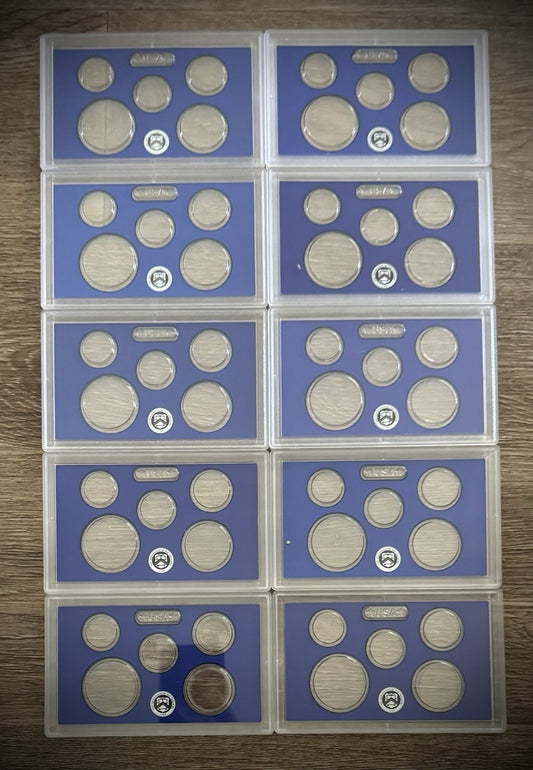 Blue Empty Plastic Case Holds 5 Coins Lot of 10 From US MINT Proof Sets0