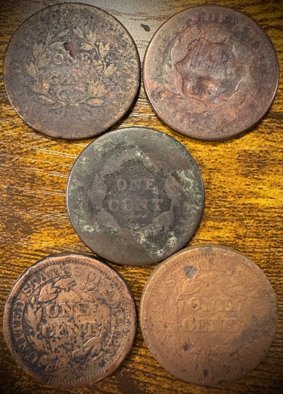 Lot Of 5 Large Cents Draped Bust Coronet Head Matron Style Braided Hair1
