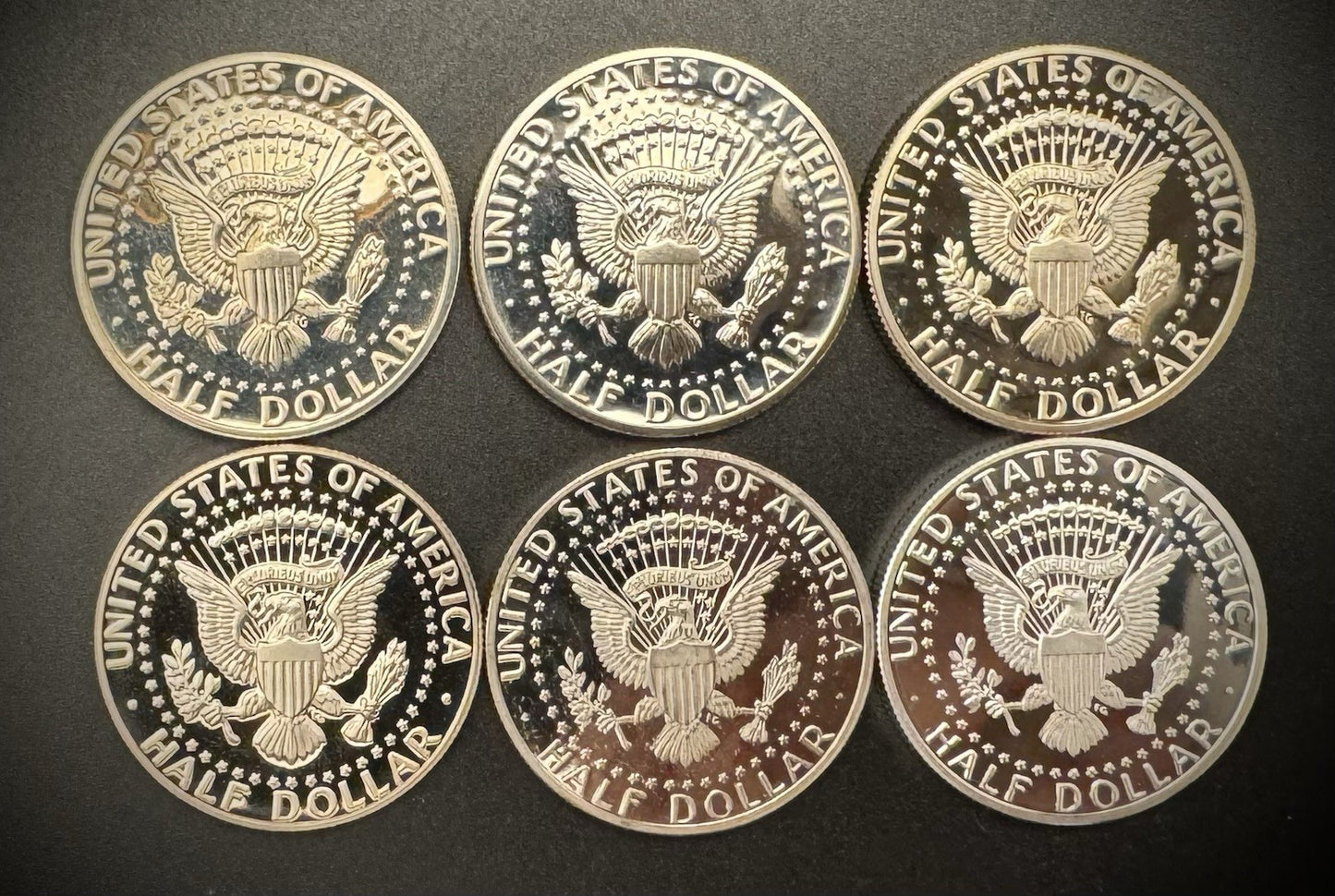 Impaired Kennedy Half Dollar PROOF Coin Lot Of 5 Clad & 1 Silver Coin READ MORE!1