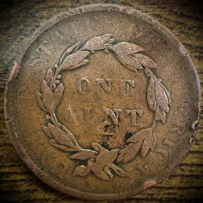 1837 Large Cent Coronet Head Matron Style Plain Cord Medium Letters1