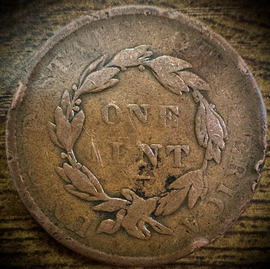 1837 Large Cent Coronet Head Matron Style Plain Cord Medium Letters1