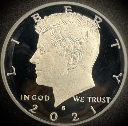 2021-S 99.9% SILVER GEM PROOF Kennedy Half Dollar 50C .999 Fine DEEP ULTRA CAMEO0