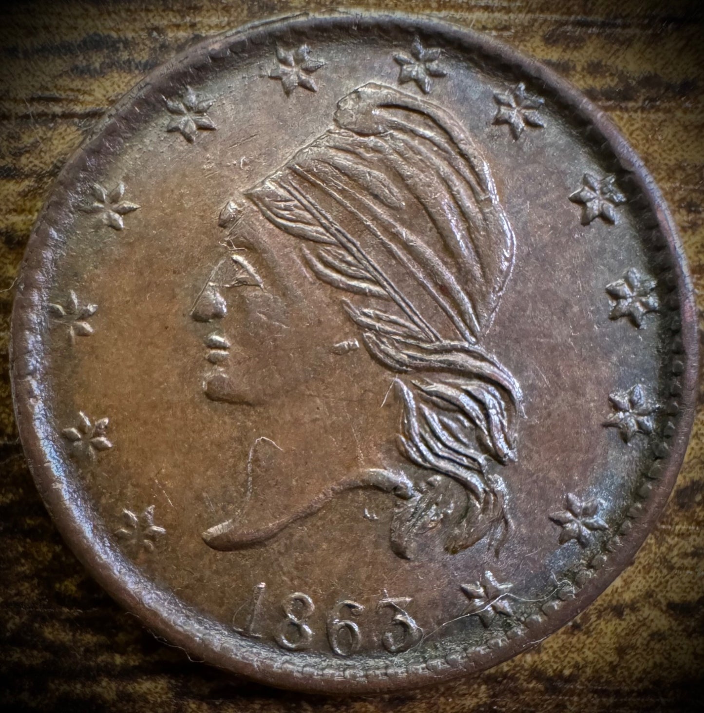 1863 CIVIL WAR Patriotic Token ARMY & NAVY0
