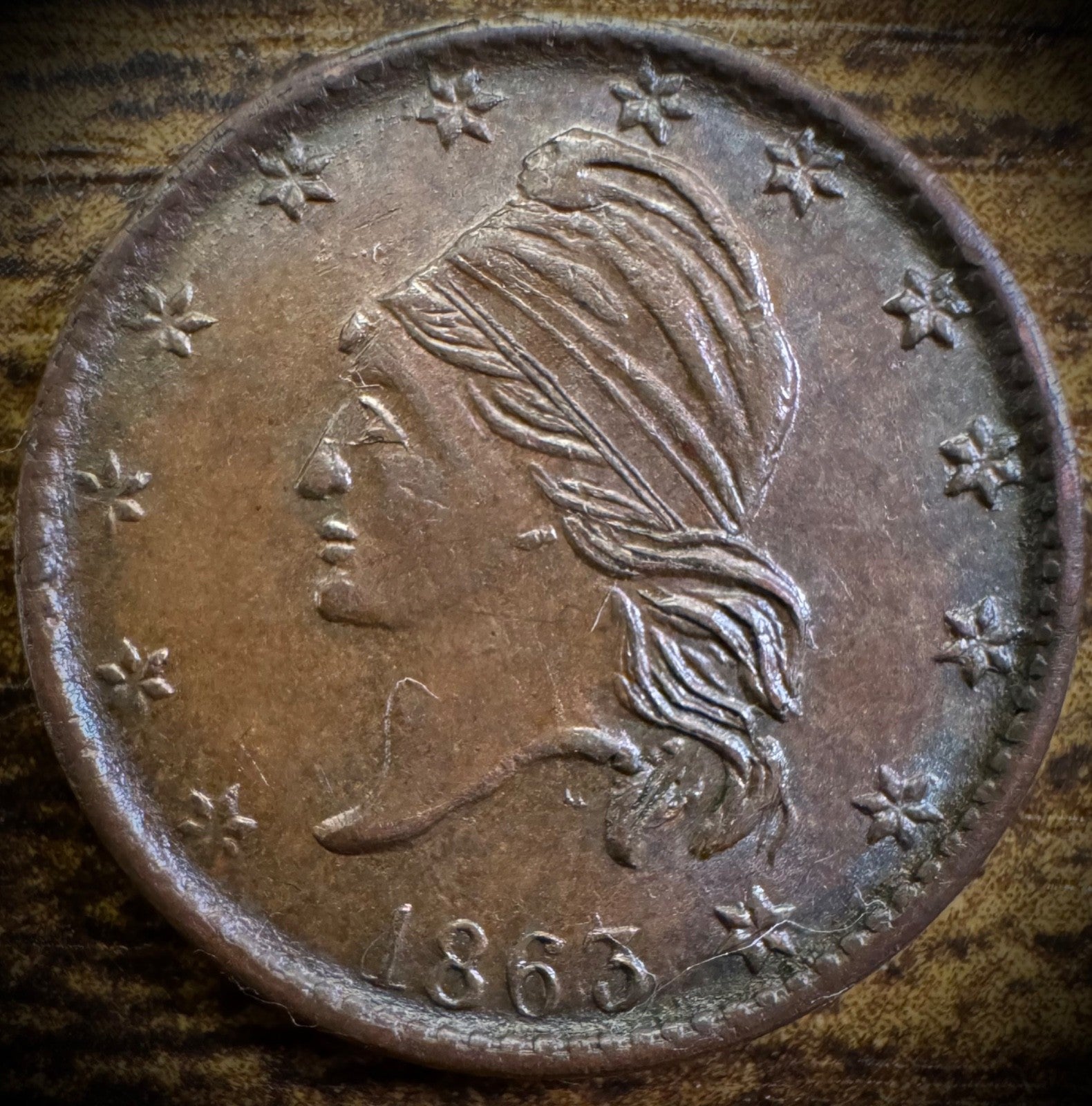 1863 CIVIL WAR Patriotic Token ARMY & NAVY0