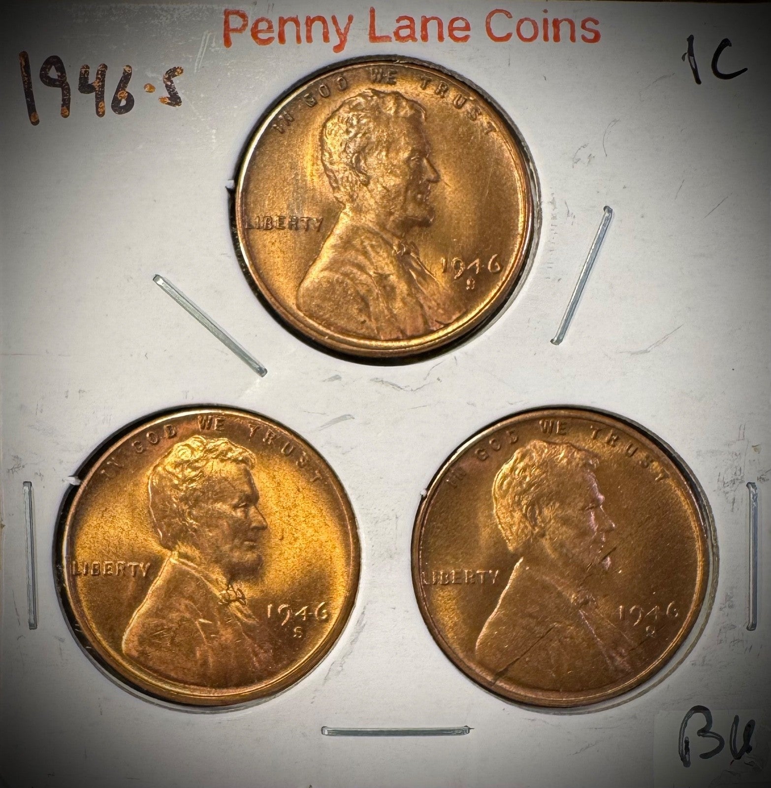 1946-S Lincoln Wheat Cent RED Brilliant Uncirculated Lot Of 9 Coins2