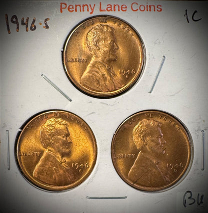 1946-S Lincoln Wheat Cent RED Brilliant Uncirculated Lot Of 9 Coins2