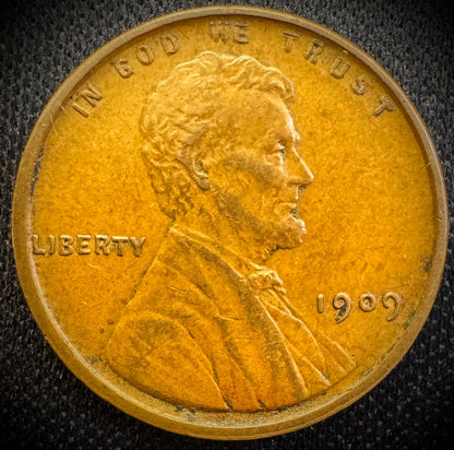 1909-P VDB Lincoln Wheat Cent Penny AU About Uncirculated First Year Of Type #90