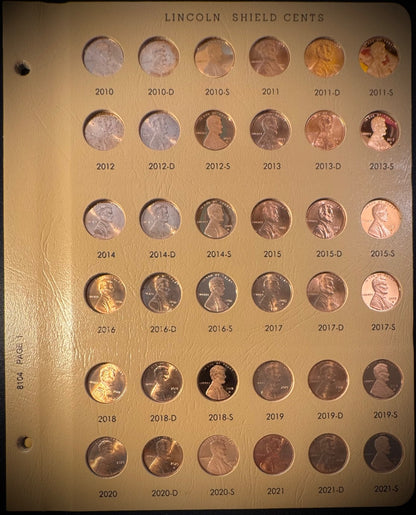 2010-2025 P D S Lincoln Shield Cent COMPLETE 48 Coin w PROOFS in NEW Dansco 81042
