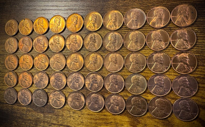 1937 Lincoln Wheat Cent Red-RB Toners Uncirculated Roll Of 50 Coins1