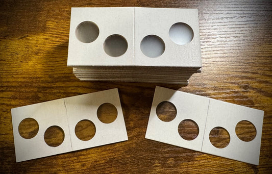 50 - COWENS 2 Hole - Cent Penny Dime 2 x 2 Mylar/Cardboard Holders0
