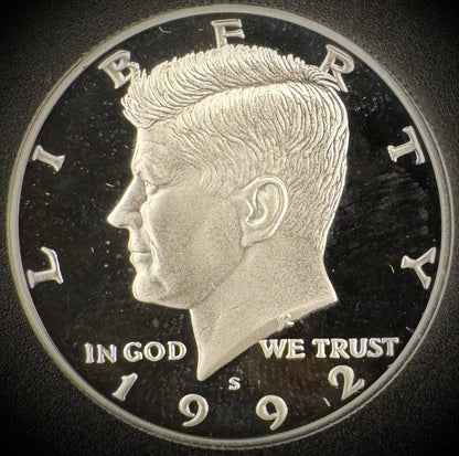 1992-S GEM PROOF Kennedy Half Dollar 90% SILVER 50C DEEP ULTRA CAMEO0