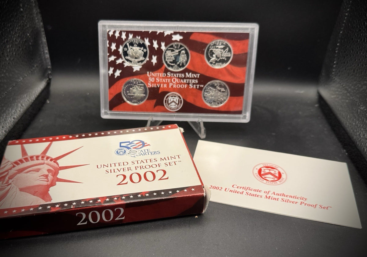2002-S 90% SILVER America the Beautiful PROOF Quarter Set w 2002 US MINT Box COA0