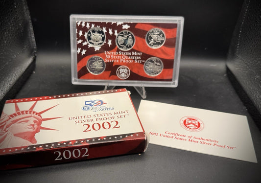 2002-S 90% SILVER America the Beautiful PROOF Quarter Set w 2002 US MINT Box COA0