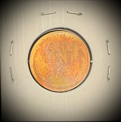 1951 Lincoln Wheat Cent MULTICOLORED TONED GEM PROOF 3