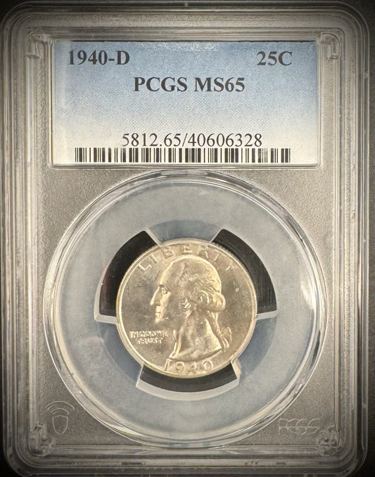 1940-D Washington Quarter PCGS MS65 GEM BU Brilliant Uncirculated0