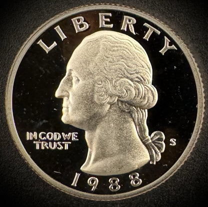 1988-S Washington Quarter PROOF Clad DEEP ULTRA CAMEO Coin0