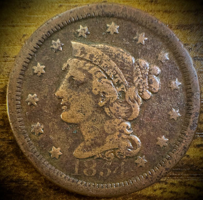1854 Large Cent Coronet Head Braided Hair Style0