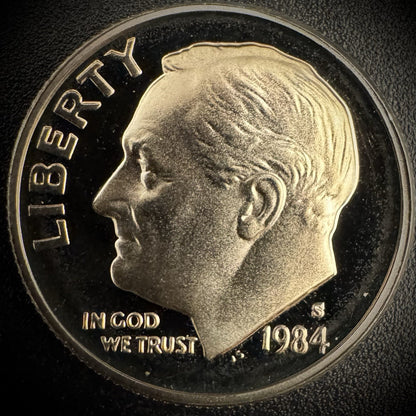 1984-S PROOF Roosevelt Dime 10C Clad DEEP CAMEO Coin From US Mint Proof Set0