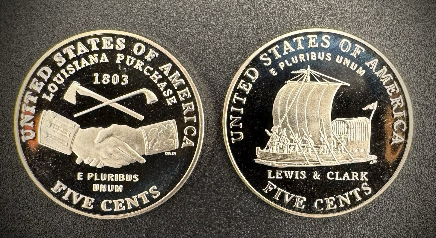 2004-S Jefferson Nickel GEM PROOF DEEP ULTRA CAMEO Westward Journey 2 Coin Set1