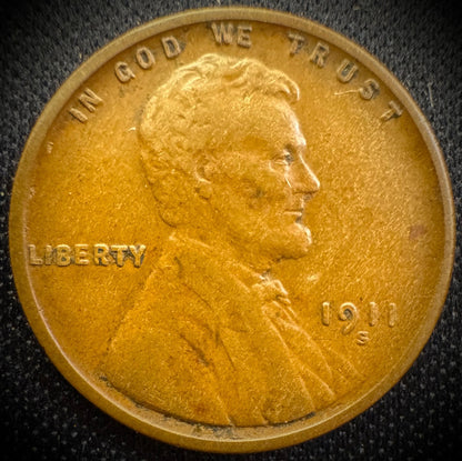 1911-S Lincoln Wheat Cent XF SEMIKEY DATE0