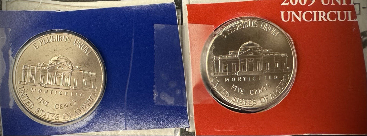 2009 P D Satin Finish Jefferson Nickel 2 Coin Lot From US Mint Uncirculated Set1
