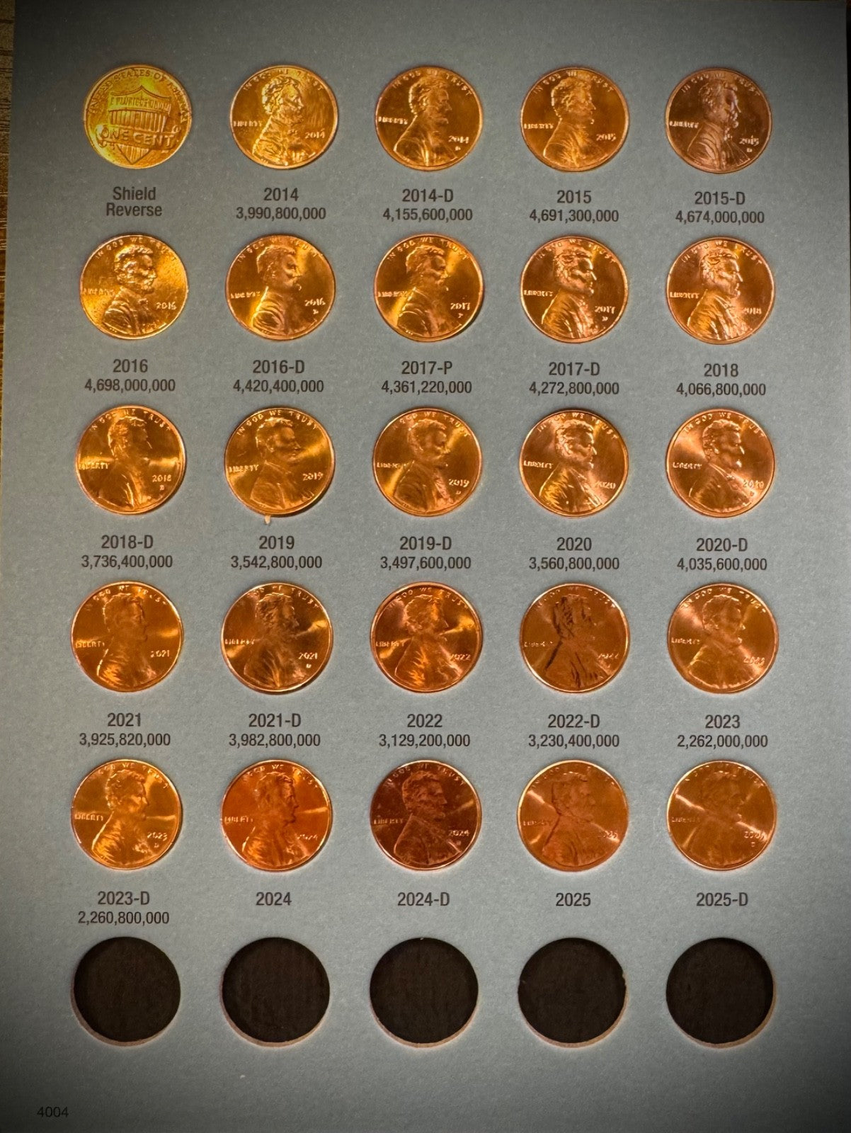 1975-2025 P D Lincoln Memorial Cent COMPLETE UNCIRCULATED SET In NEW Whitmans9