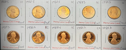 1980-1989 Lincoln Memorial Gem PROOF Cent 10 Coin Set0