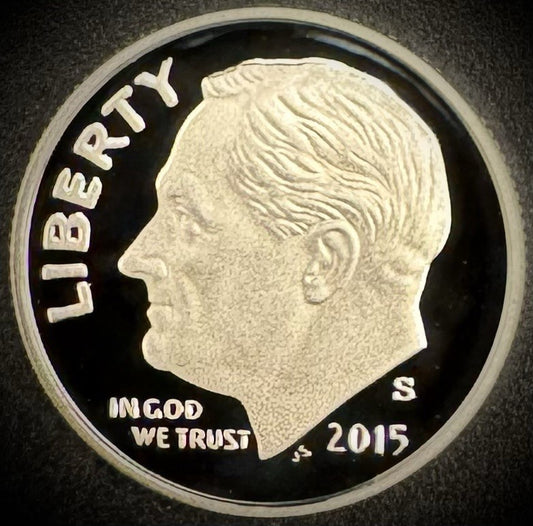 2015-S 90% SILVER GEM PROOF Roosevelt Dime 10C .900 Fine DEEP ULTRA CAMEO0