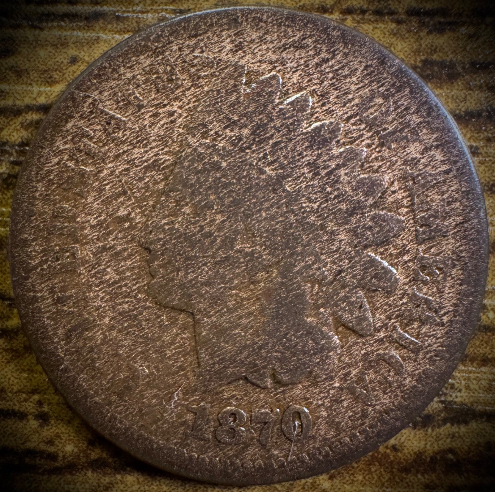 1870 Indian Head Cent Penny SEMI-KEY Date Coin0