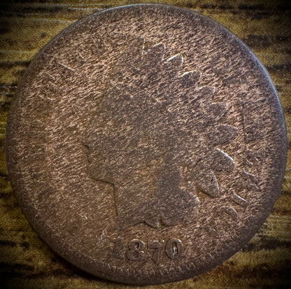 1870 Indian Head Cent Penny SEMI-KEY Date Coin0