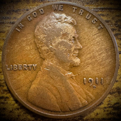 1911-D Lincoln Wheat Cent Penny BETTER DATE VF0