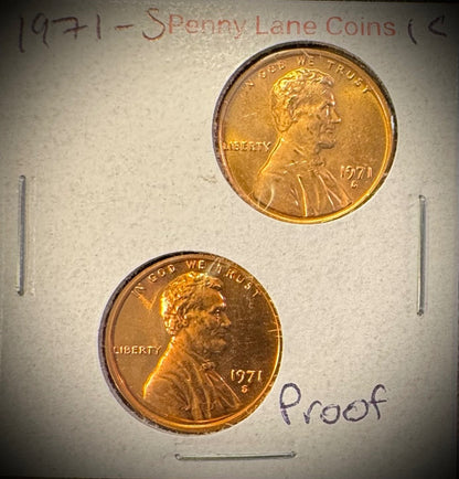 1971 P D S + S Lincoln Memorial Cent UNCIRCULATED + PROOF 4 Coin Lot4