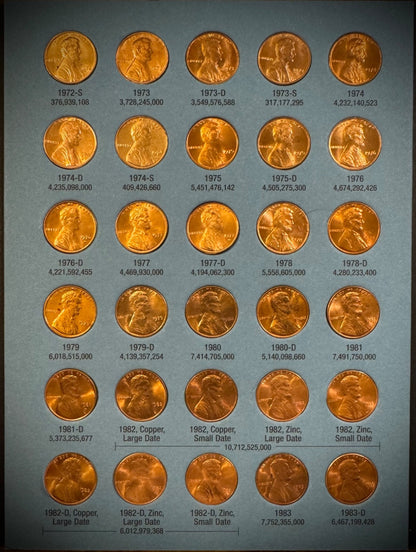 1959-2025 P D 68-74 S Lincoln Cent COMPLETE UNCIRCULATED SET In NEW Whitmans5