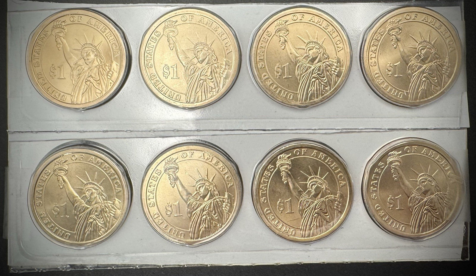 2009 P D Satin Finish Presidential Dollars 8 Coins From US Mint Uncirculated Set1