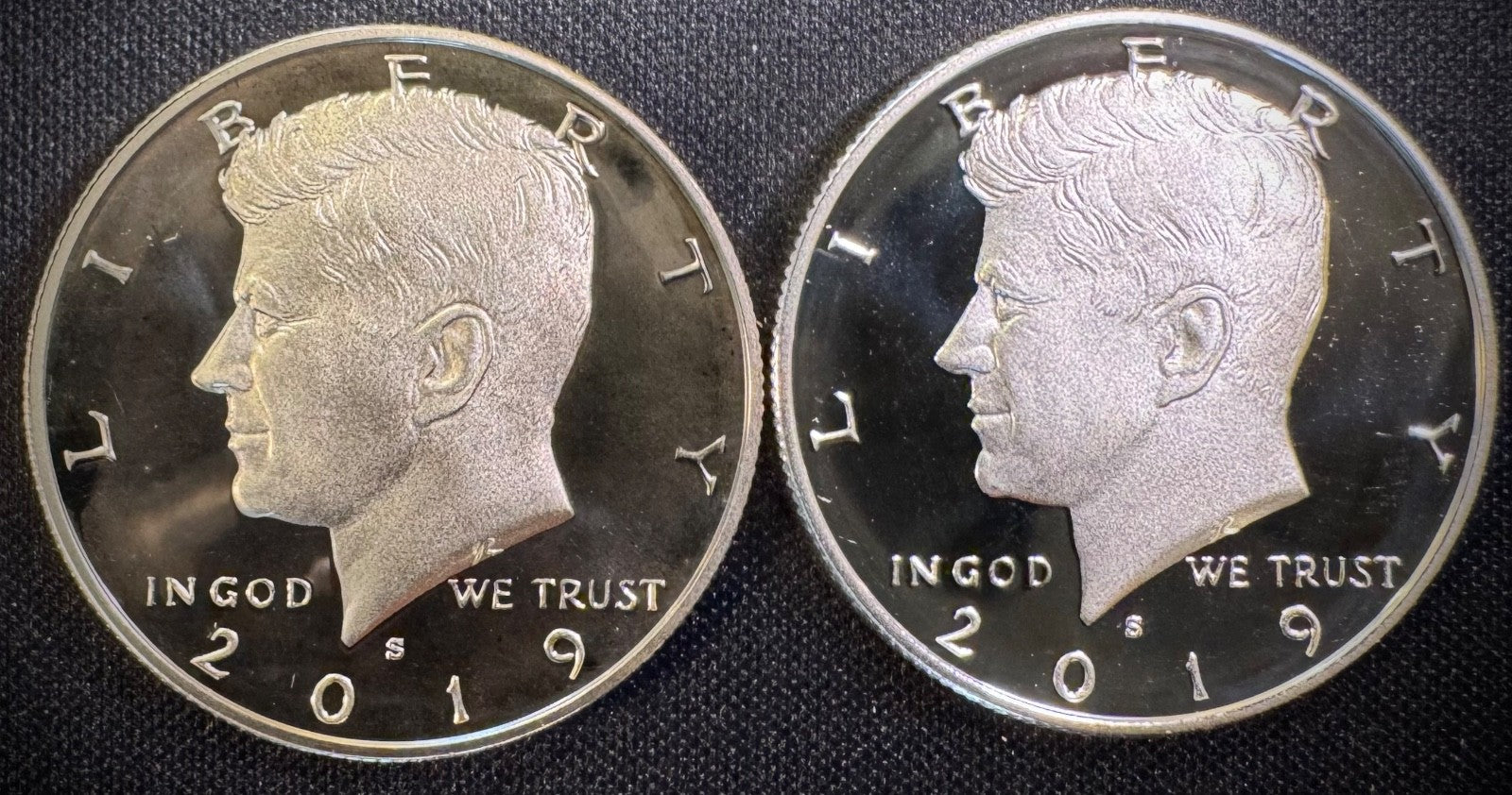 2019-S Kennedy Half Dollar GEM PROOF .999 Silver & Clad 2 Coin Lot Set2