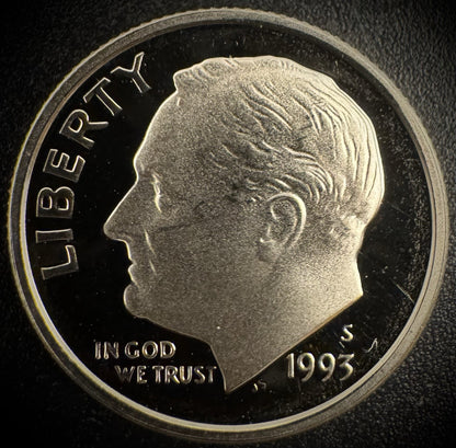 1993-S GEM PROOF Roosevelt Dime 10C Clad DEEP CAMEO Coin From US Mint Proof Set0