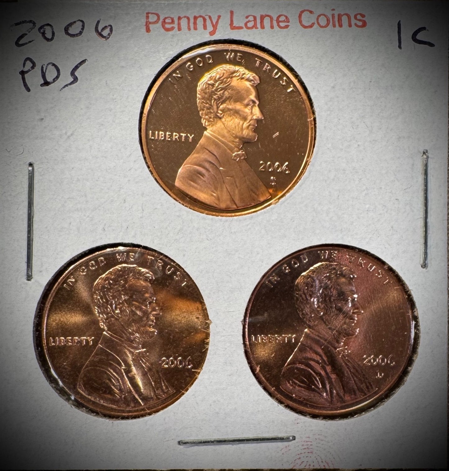 2006 P D S Lincoln Memorial Cent UNCIRCULATED + PROOF 3 Coin Lot0