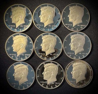 2017-2025 S Kennedy Half Dollar PROOF SET 9 Coins GEM DEEP CAMEO Fresh From Mint2