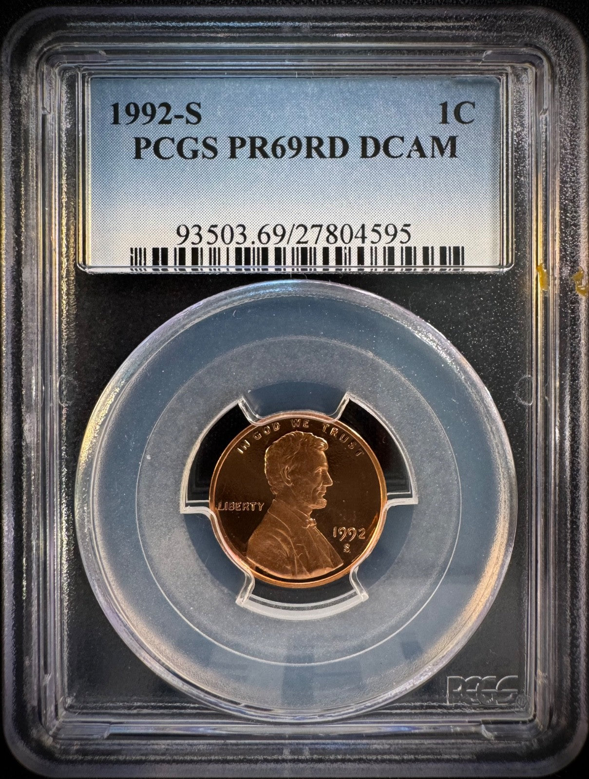 1992-S Lincoln Memorial Cent Penny PCGS PR69RD DCAM PROOF Coin DEEP CAMEO0