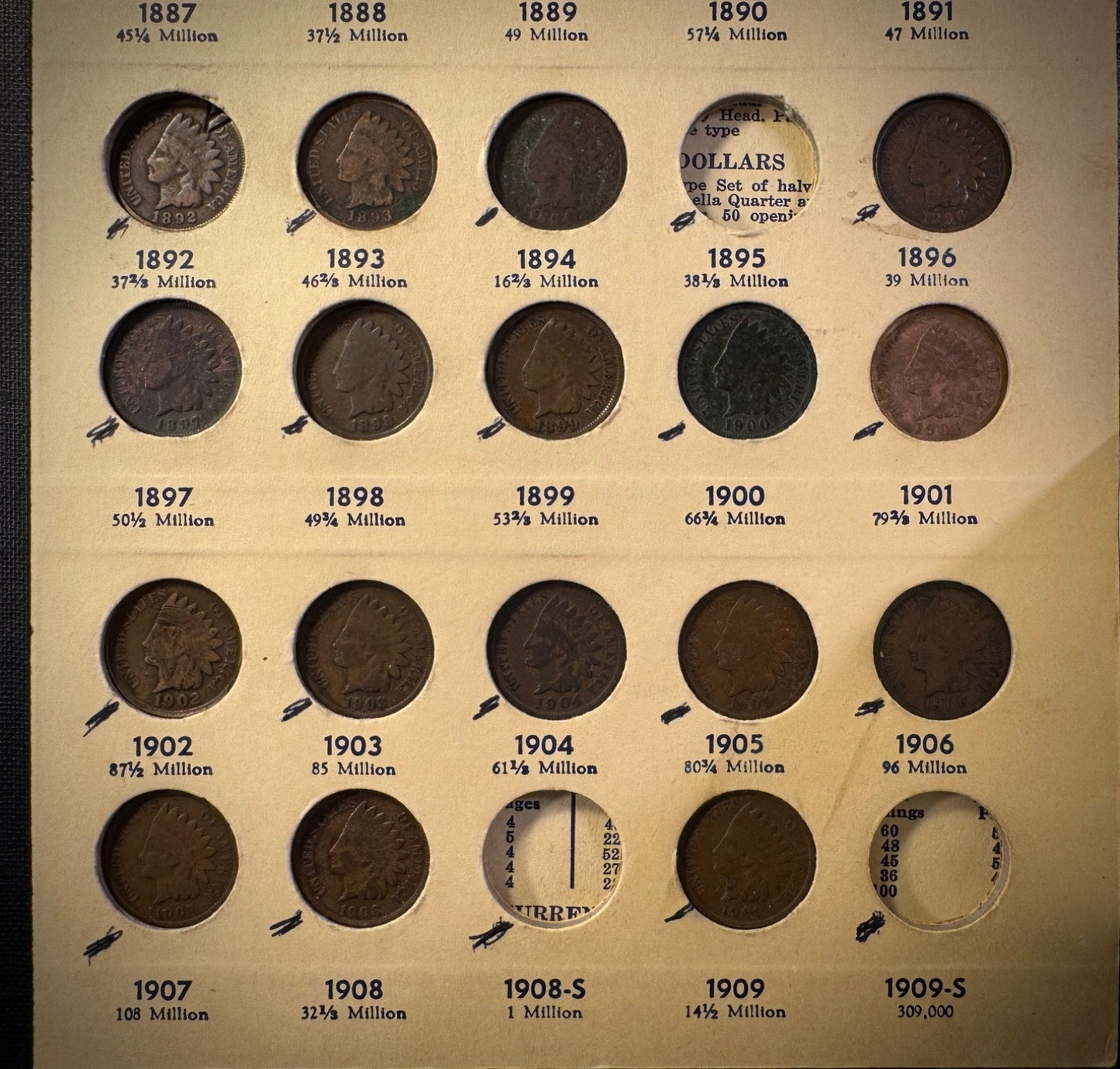 1857-1909 Flying Eagle Indian Head Cent Collection 33 Coins Starter Set SEMIKEYS10