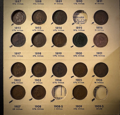 1857-1909 Flying Eagle Indian Head Cent Collection 33 Coins Starter Set SEMIKEYS10