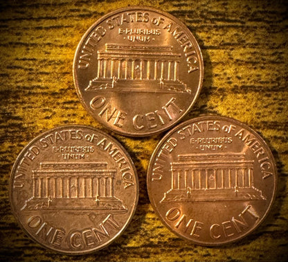 1970 Lincoln Memorial Cent P D S Uncirculated 3 Coin Lot From Original Rolls1