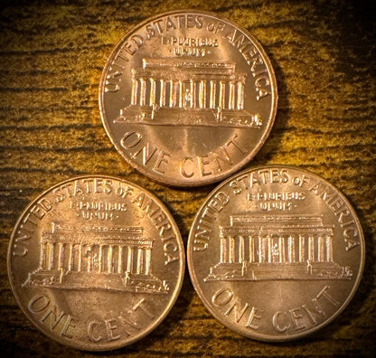 1973 Lincoln Memorial Cent P D S Uncirculated 3 Coin Lot From Original Rolls1