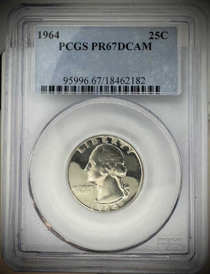 1964 Silver Proof Washington Quarter PCGS PR67DCAM2