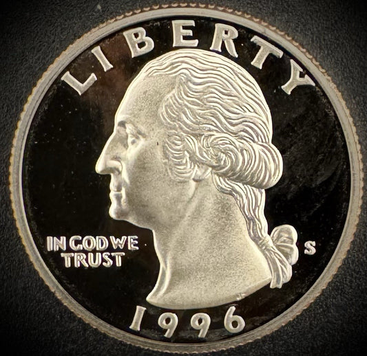 1996-S Washington Quarter PROOF Clad DEEP ULTRA CAMEO Coin0